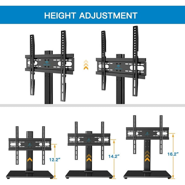 Universal TV Stand, Table Top TV Stand for 32-55 inch LCD LED TVs, Height Adjustable TV Base Stand with Tempered Glass Base Wire Management, 400x400mm - Walmart.com