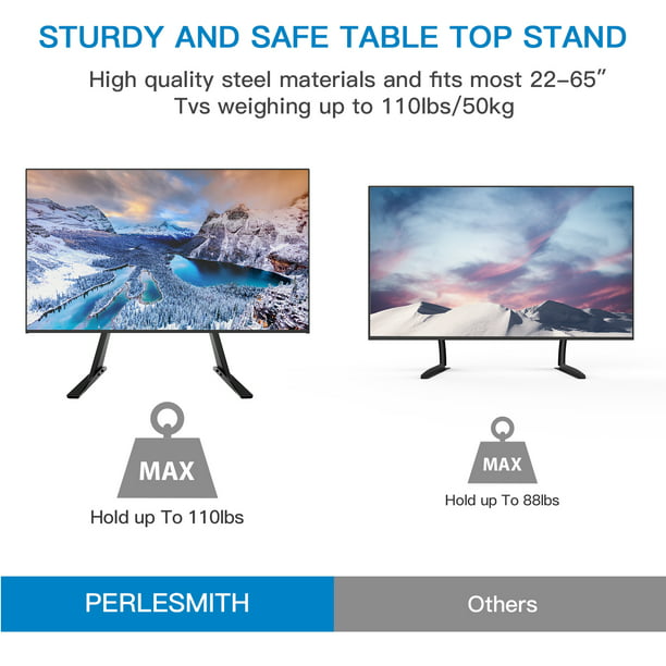 Universal Table Top TV Stand for 22 - 65 inch Flat Screen, LCD TVs Premium Height Adjustable Leg Stand Holds up to 110lbs - Walmart.com