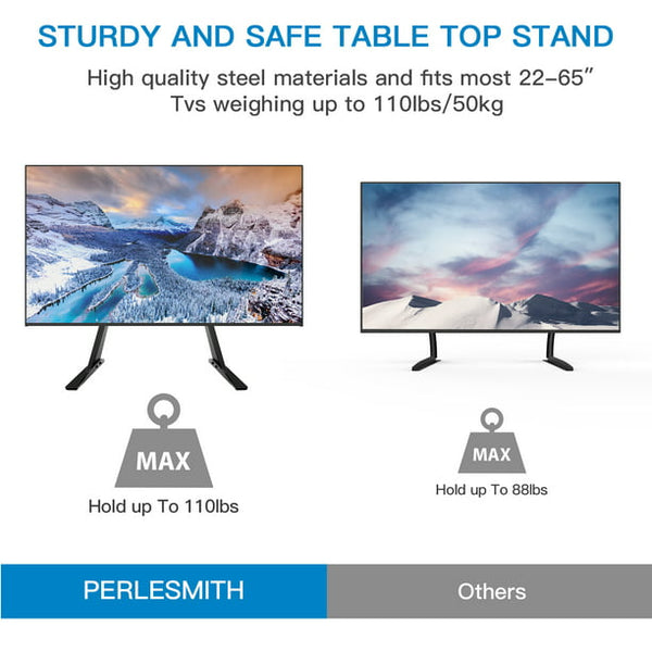 Universal Table Top TV Stand for 22 - 65 inch Flat Screen, LCD TVs Premium Height Adjustable Leg Stand Holds up to 110lbs - Walmart.com