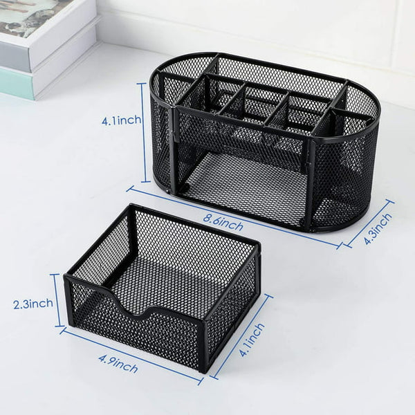 Desk Organizer Mesh with 8 Compartments and 1 Drawer, Multi-functional Desktop Office Supplies for Home, School, Classroom - Walmart.com