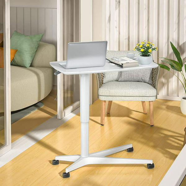 Mobile Standing Desk Height Adjustable Pneumatic Rolling Sit Stand Desk Small Laptop Desk Cart Riser Mobile Podium for Home Office School - Walmart.com