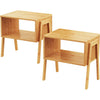 Bamboo Stackable End Tables, Wood Living Room Nightstand, Bedside Tables for Bedroom Storage, Set of 2 - Walmart.com