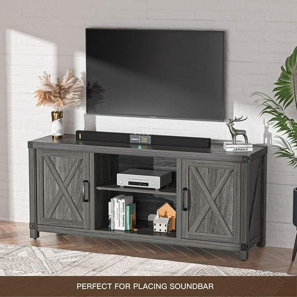 Console Cabinet for TVs up to 65 inch W Media Shelves, Farmhouse TV Stand Style Entertainment Center for Soundbar Other Media, Barn Door TV Stand with Storage - Walmart.com