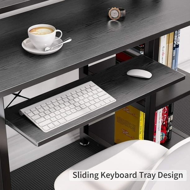 Computer Desk with Monitor Stand Storage Shelves Keyboard Tray, 47 Studying Writing Table for Home Office - Walmart.com