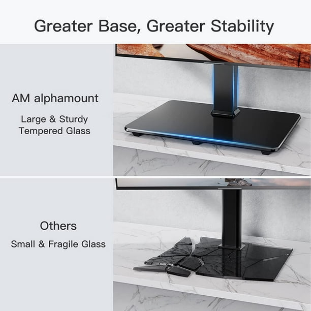 Universal TV Stand for 32-80 Inch TVs, Height Adjustable Tabletop TV Mount with Tempered Glass Base Max 600X400mm, Holds up to 99lbs - Walmart.com