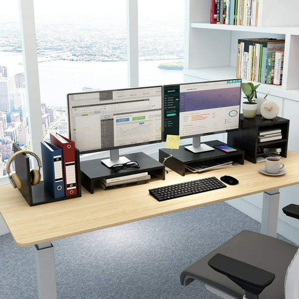 Monitor Stand, Monitor Stand Riser with 2 Tier Shelf, Desktop Organizer, Computer Monitor Stand for Screen, Laptop, Printer, Bookshelf for Home Office - Walmart.com