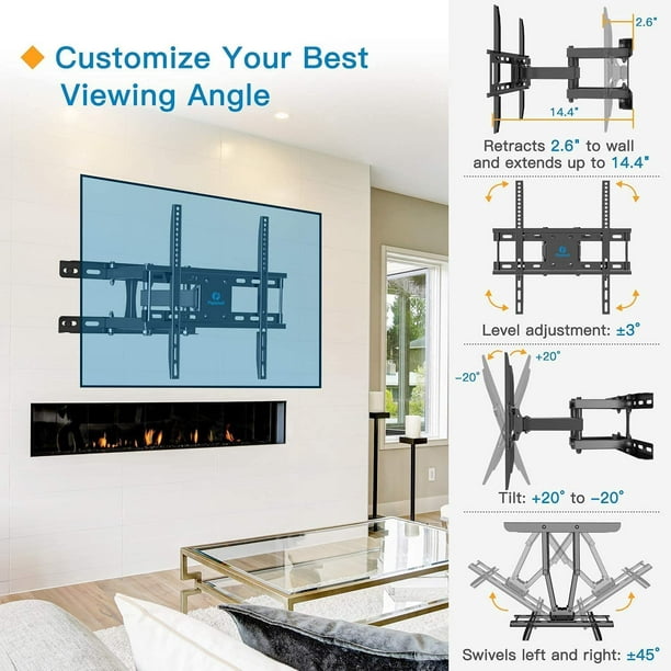 Full Motion TV Wall Mount for 26-55 Inch TVs, Max Mounting Pattern 400x400mm - Walmart.com