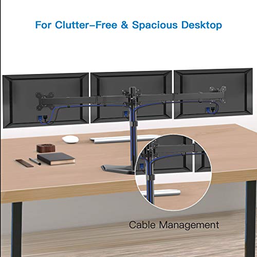 Triple Monitor Stand - for 13-24 Inches 3 Monitor Desk Mount, Heavy-Duty Free Standing Fully Adjustable Arm, Each Arm Holds up to 22lbs