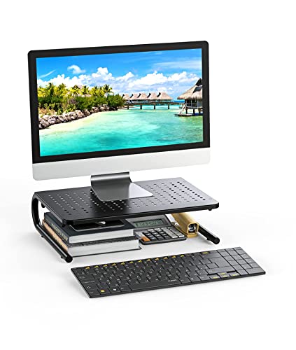 Monitor Stand Riser, Monitor Riser, Laptop Stand, Laptop Shelf w/Vented Metal, for Screen, Laptops, Printer, for Home & Office