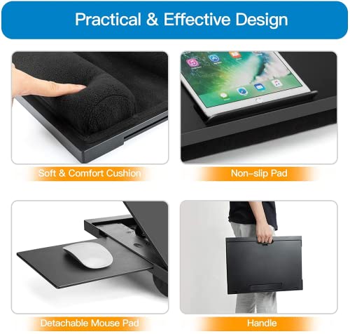 Adjustable Lap Desk - with 6 Adjustable Angles, Detachable Mouse Pad, & Dual Cushions Laptop Stand for Car Laptop Desk, Work Table, Lap Writing Board & Drawing Desk on Sofa or Bed