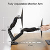 Dual Monitor Stand, Adjustable Spring Monitor Desk Mount Swivel Vesa Bracket with C Clamp/Grommet Mounting Base for 17 to 27 Inch Computer Screens, Each Arm Holds 4.4 to 14.3lbs