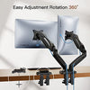 Dual Monitor Stand, Adjustable Spring Monitor Desk Mount Swivel Vesa Bracket with C Clamp/Grommet Mounting Base for 17 to 27 Inch Computer Screens, Each Arm Holds 4.4 to 14.3lbs