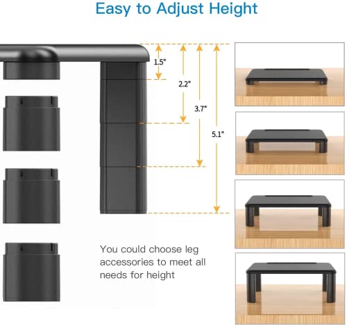 Monitor Stand, 3 Height Adjustable Monitor Stand, Monitor Stand Riser with Tablet/Phone Holder for Desk, Desktop Riser for Printer, Laptop, PC Tower, for Home & Office Use