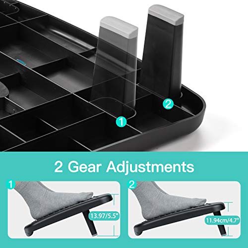 Ergonomic Under Desk Foot Rest, 2 Adjustable Height Footrest with Textured Surface, Suitable for Home Office Travel