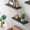 Wall Shelves Black, Floating Shelves with Invisible Metal Brackets for Bedroom, Bathroom, Living Room and Kitchen, 3 Sets-AMFS07