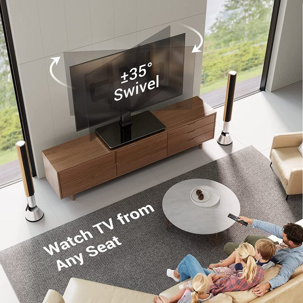 Swivel Universal TV Stand for 32-80 Inch TVs, Height Adjustable Tabletop TV Mount with Tempered Glass Base Max 600X400mm, Holds up to 99lbs - Walmart.com