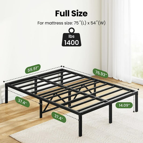 Twin Size Metal Platform Bed Frame Mattress Foundation No Box Spring Needed, Modern Bed Frame with 14