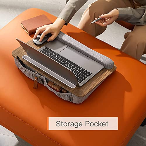 Lap Laptop Desk - Portable Lap Desk with Pillow Cushion, Fits up to 15.6 inch Laptop, with Anti-Slip Strip & Storage Function for Home Office Students Use as Computer Laptop Stand, Book Tablet