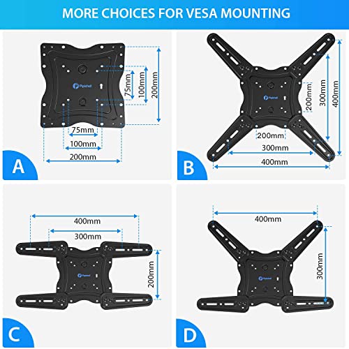 Full Motion TV Wall Mount Bracket, Articulating Arms Swivel Tilt Extension Rotation, Fits Most 26-55 Inch Flat Curved LED LCD OLED TVs, Max VESA 400x400mm Holds up to 88lbs