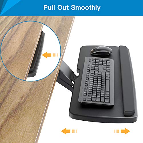 Keyboard Tray Under Desk，360 Adjustable Ergonomic Sliding Keyboard & Mouse Tray, 25