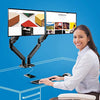 Dual Monitor Stand Mount - for Two 13-35” Screens with w/USB, Ultrawide Monitor Desk Mount Long Double Gas Spring Arm, Monitor Stands for 2 Monitors VESA Mount - Hold up to 26.4LBS/Arm