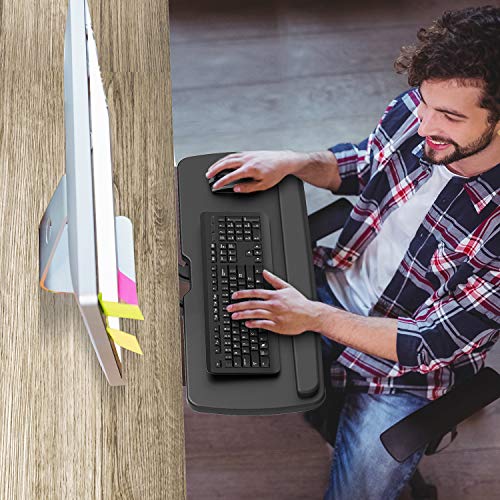 Keyboard Tray Under Desk，360 Adjustable Ergonomic Sliding Keyboard & Mouse Tray, 25" W x 9.8" D, Black