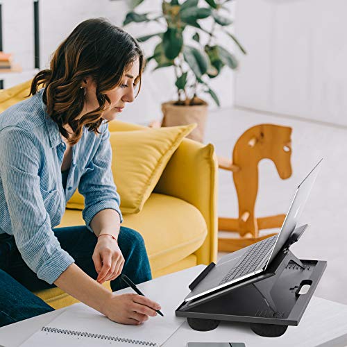 Adjustable Lap Desk - with 8 Adjustable Angles & Dual Cushions Laptop Stand for Car Laptop Desk, Work Table, Lap Writing Board & Drawing Desk on Sofa or Bed