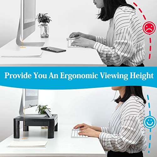 Monitor Stand, Laptop Stand for Desk with Storage, Desk Organizers Height Adjustable with Drawer, Computer Stand with Cellphone Holder, Monitor Riser, Monitor Stand Riser for Home & Office