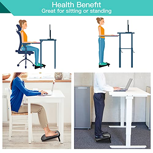 Ergonomic Under Desk Foot Rest, 2 Adjustable Height Footrest with Textured Surface, Suitable for Home Office Travel