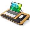 Lap Desk - Fits Up to 17 Inch Laptop Lap Desk with Wrist Rest & Built-in Mouse Pad, Portable Laptop Stand for Sofa & Bed, Multifunctional Slot for Tablet, Pen & Phone (Natural Wood)