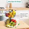 Fruit Basket,  2 Tier Fruit Basket Bowl Vegetable Organizer for Kitchen, Detachable Vegetable Storage Fruit Stand Holder for Counter Dining Room Countertop, Black