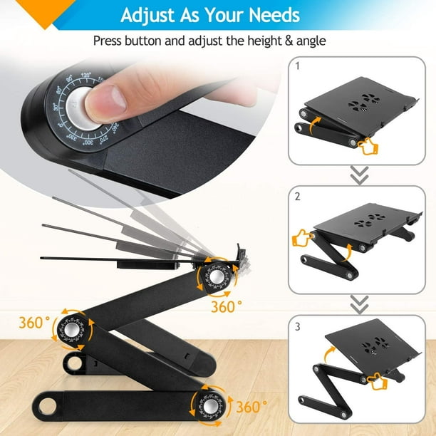 Adjustable Laptop Stand, Laptop Desk for up to 15.6 Laptops, Portable Laptop Table Stand with 2 CPU Fans, Detachable Mouse Pad, Ergonomic Lap Desk for Laptop, TV Bed Tray, Standing Desk - Walmart.com