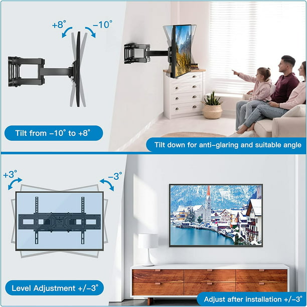 Full Motion TV Wall Mount Bracket for 37-75 inch LCD, QLED,OLED 4K Flat Curved TVs, Dual Arms Tilt Extension Swivel Articulating TV Mount, Max 600x400mm up to 132lbs, Fits 16 Studs - Walmart.com