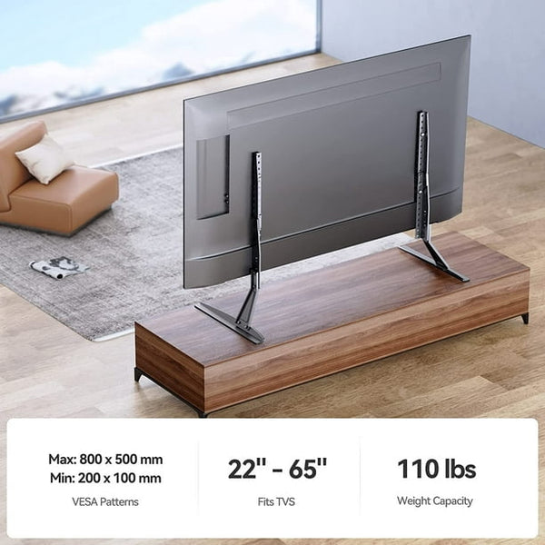 Universal Table Top TV Stand for 22 - 65 inch Flat Screen, LCD TVs Premium Height Adjustable Leg Stand Holds up to 110lbs - Walmart.com