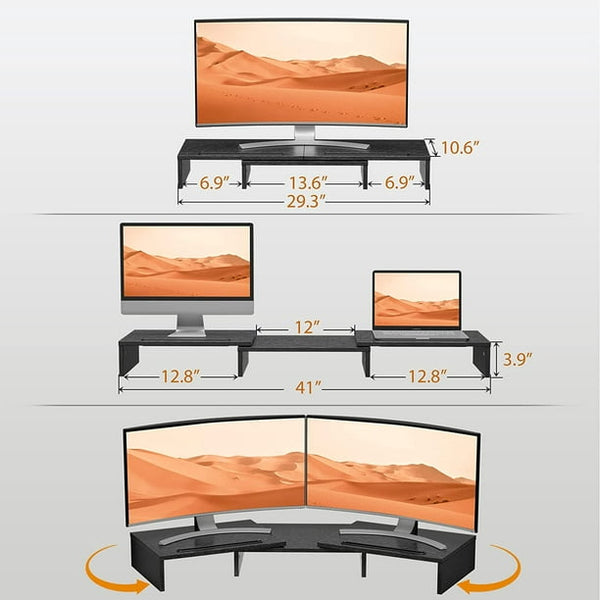 Dual Monitor Stand, Monitor Stand Riser, Adjustable Computer Stand W Slot for Tablet Cellphone，Computer Riser W Big Storage, Dual Monitor Riser for PC, Computer, Laptop, Printer - Walmart.com