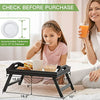 Bed Tray Table with Folding Legs Wooden Serving Breakfast in Bed or Use As a Platter Tray(Black) - Walmart.com