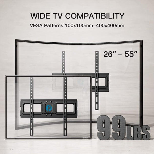 Full Motion TV Wall Mount Bracket for Most 26-55 Inch LED, LCD, OLED Flat Curved TVs up to 99lbs, Dual Articulating Arms Swivel Extension Tilt Rotation TV Mount, Max 400x400mm - Walmart.com