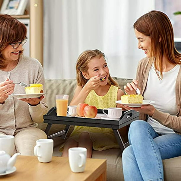 Bed Tray Table with Folding Legs Wooden Serving Breakfast in Bed or Use As a Platter Tray(Black) - Walmart.com