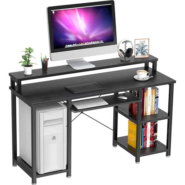 Computer Desk with Monitor Stand Storage Shelves Keyboard Tray, 47 Studying Writing Table for Home Office - Walmart.com