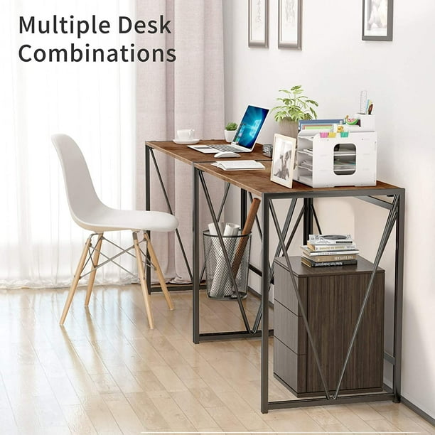 Computer Study Writing Desk 39 Inch, Folding PC Laptop Table No Assembly, Home Office Desk for Small Space, Vintage Brown - Walmart.com