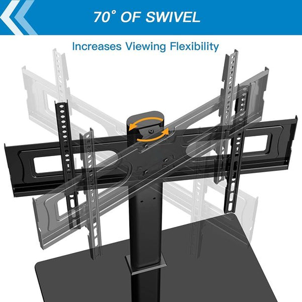 Swivel Universal TV Stand Mount for 37-75 inch LCD OLED Flat Curved Screen TVs, Height Adjustable Table Top TV Stand Base with Tempered Glass Base Wire Management, 600x400mm up to 99lbs - Walmart.com