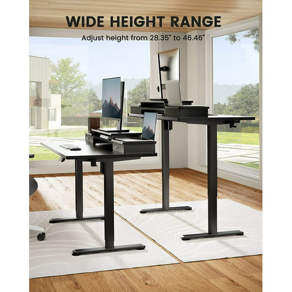 Adjustable Height Electric Standing Desk for 48x24 inch, Computer Stand Up Desk with Double Drawers, Home Office Desk Workstation with Storage Shelf, Black - Walmart.com