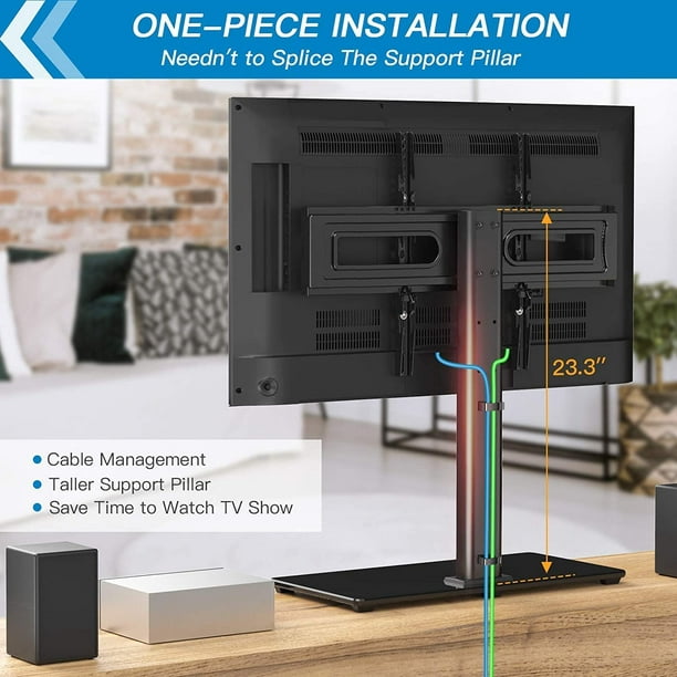 Swivel Universal TV Stand Mount for 37-75 inch LCD OLED Flat Curved Screen TVs, Height Adjustable Table Top TV Stand Base with Tempered Glass Base Wire Management, 600x400mm up to 99lbs - Walmart.com