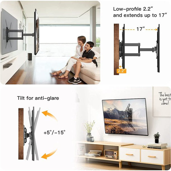 Full Motion TV Wall Mount Brackets for Most 26-55 Inch LED LCD Flat Curved Screen Monitors TVs, Single Articulating Arm TV Mount Swivel Tilt Extension, Max 400X400mm Up to 88lbs - Walmart.com