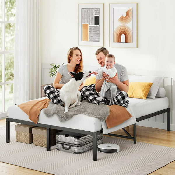 King Size Metal Platform Bed Frame Mattress Foundation No Box Spring Needed, Modern Bed Frame with 14" Large Under Bed Storage Space - Walmart.com