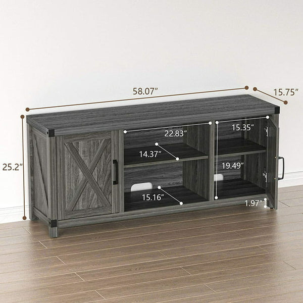 Console Cabinet for TVs up to 65 inch W Media Shelves, Farmhouse TV Stand Style Entertainment Center for Soundbar Other Media, Barn Door TV Stand with Storage - Walmart.com