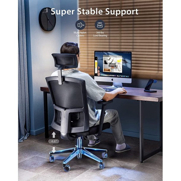 Ergonomic Home Office Chair Desk with Large Seat&Lumbar Support, Computer Gaming Chair with Adjustable Headrest, Armrest - Walmart.com