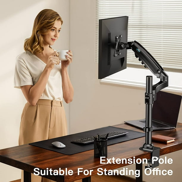 Single Monitor Mount Gas Spring Monitor Arm Fits 13-32 Monitor, Full Motion Swivel, Single Monitor Stand, Ultra Height Adjustable for Stand Work, Monitor Desk Stand, Max 19.8lbs - Walmart.com