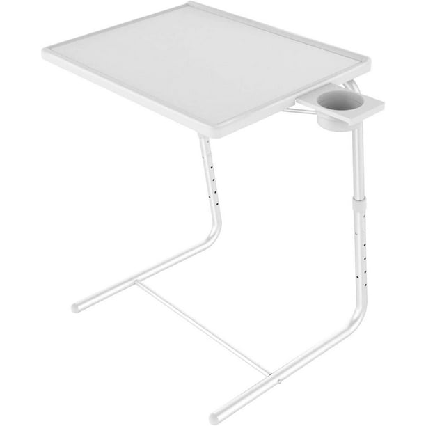 Adjustable TV Tray Table, TV Dinner Tray on Bed Sofa, Comfortable Folding Table with 6 Height 3 Tilt Angle Adjustments, White - Walmart.com