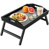 Bed Tray Table with Folding Legs Wooden Serving Breakfast in Bed or Use As a Platter Tray(Black) - Walmart.com